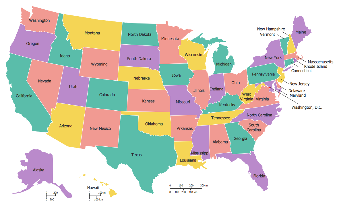 Map of USA with State Names