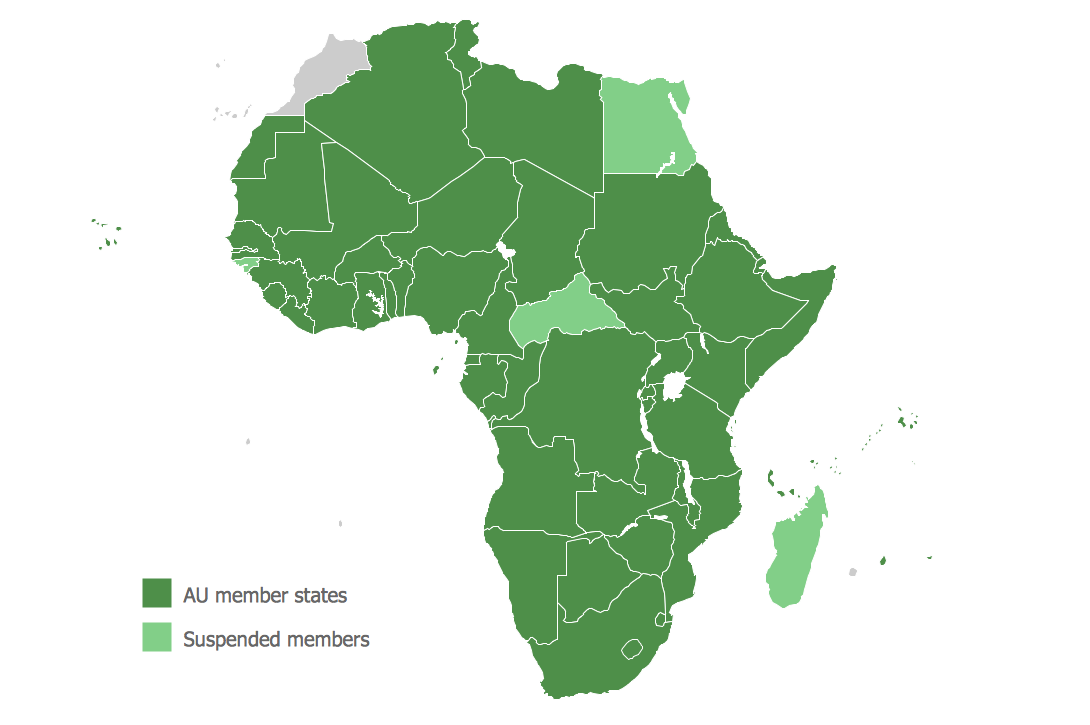 Continent Map — Map of the African Union with Suspended States