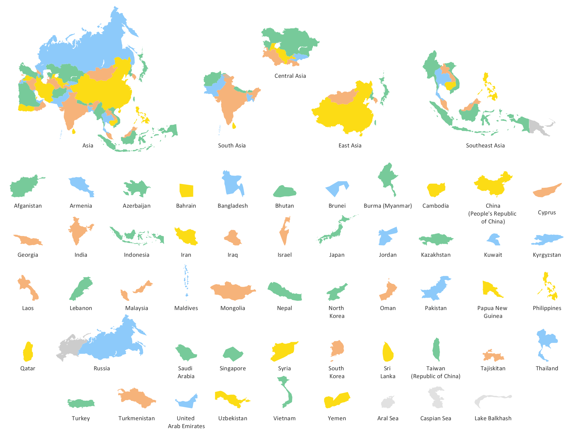 Continent Maps - Design Element Asia