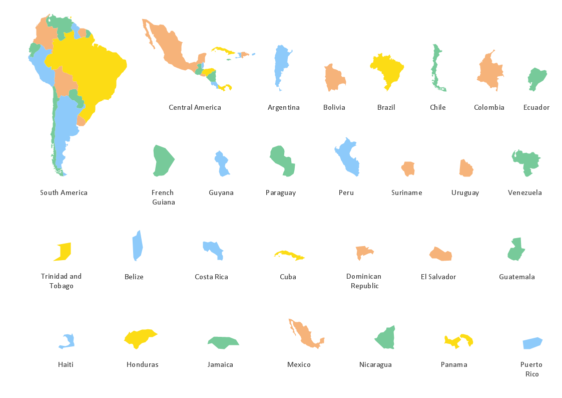 Continent Maps - Vector Shapes South America
