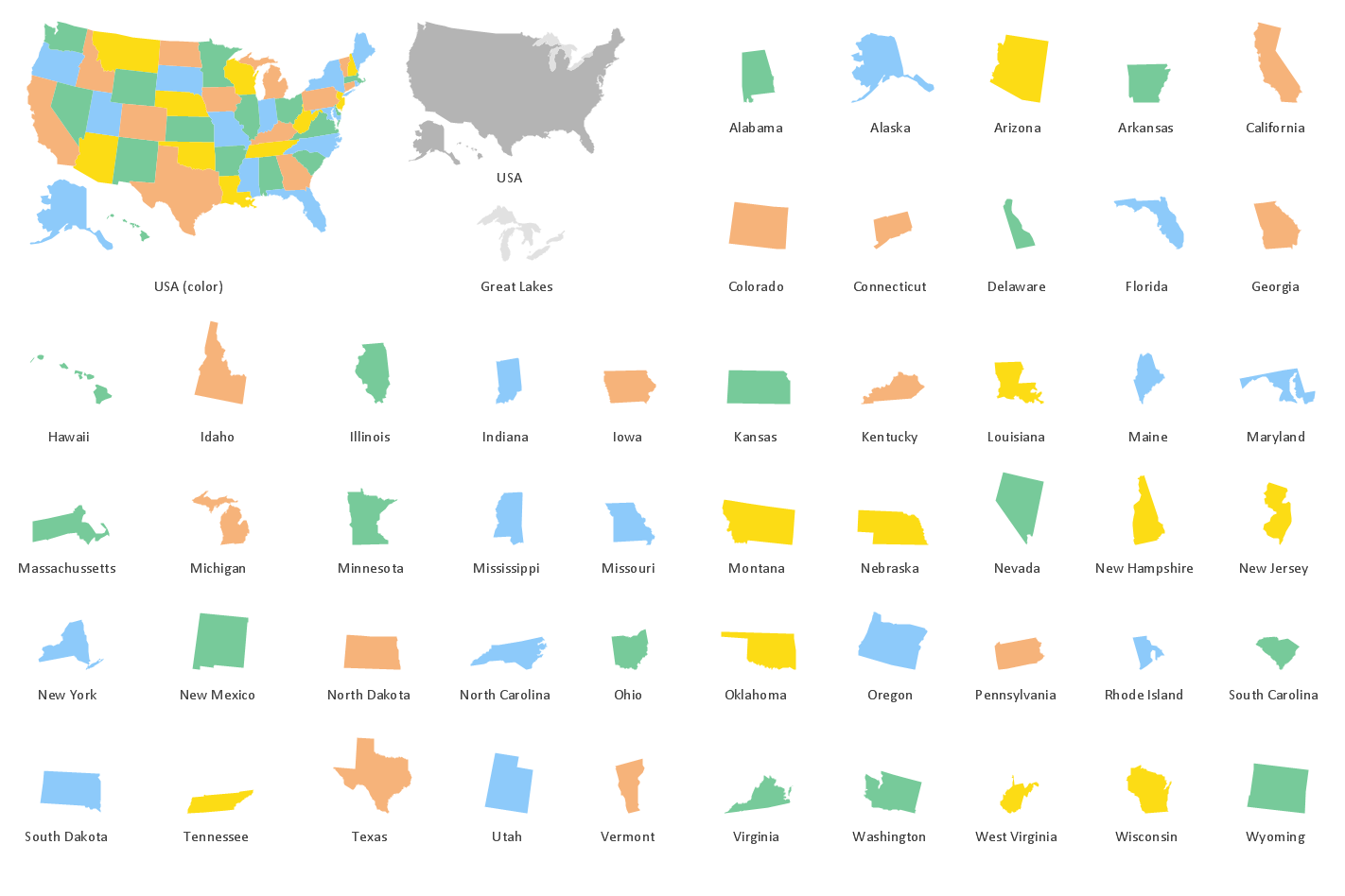 Continent Maps - Vector Shapes USA