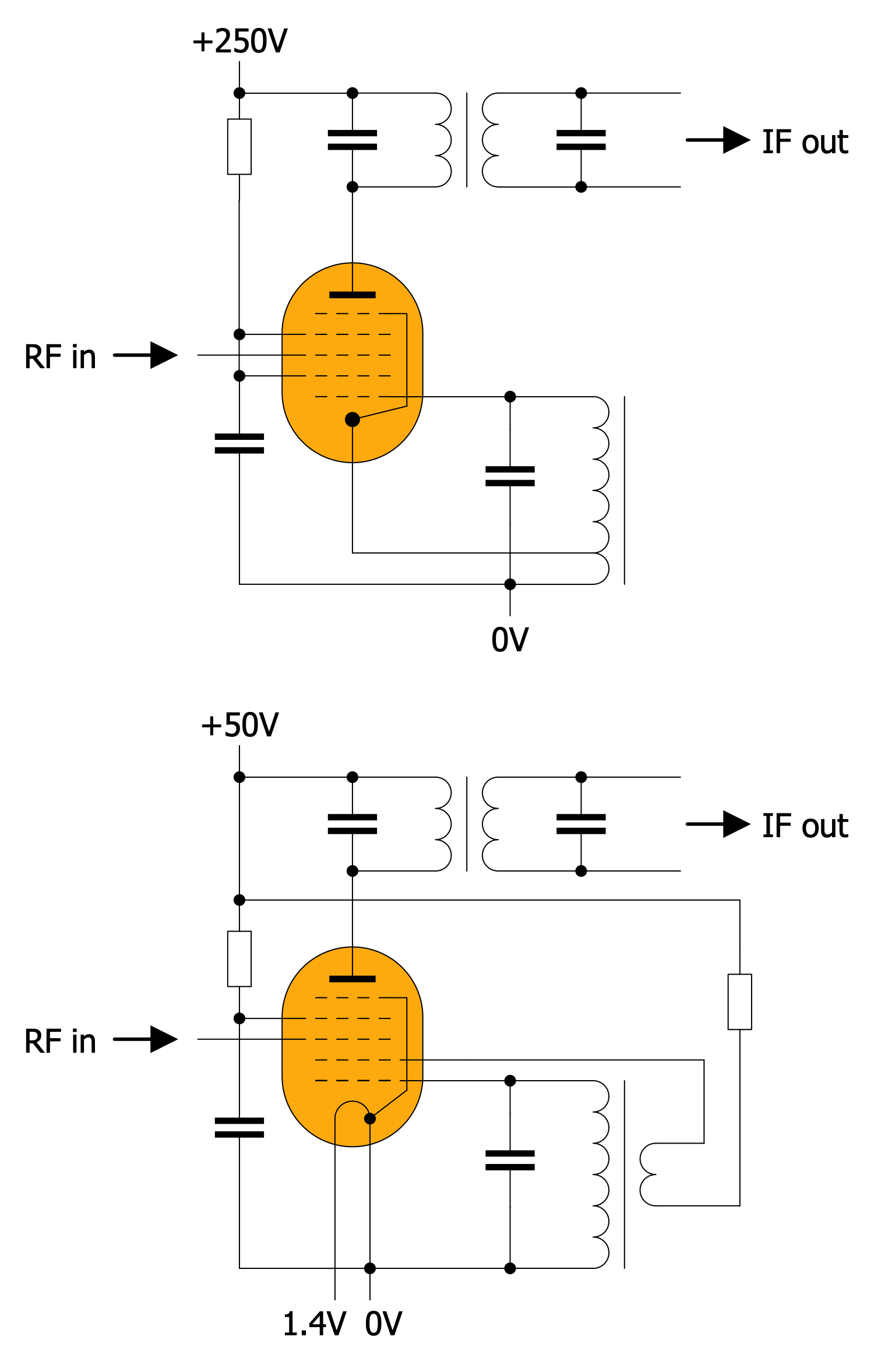 Heptode Pentagrid Converter Circuits