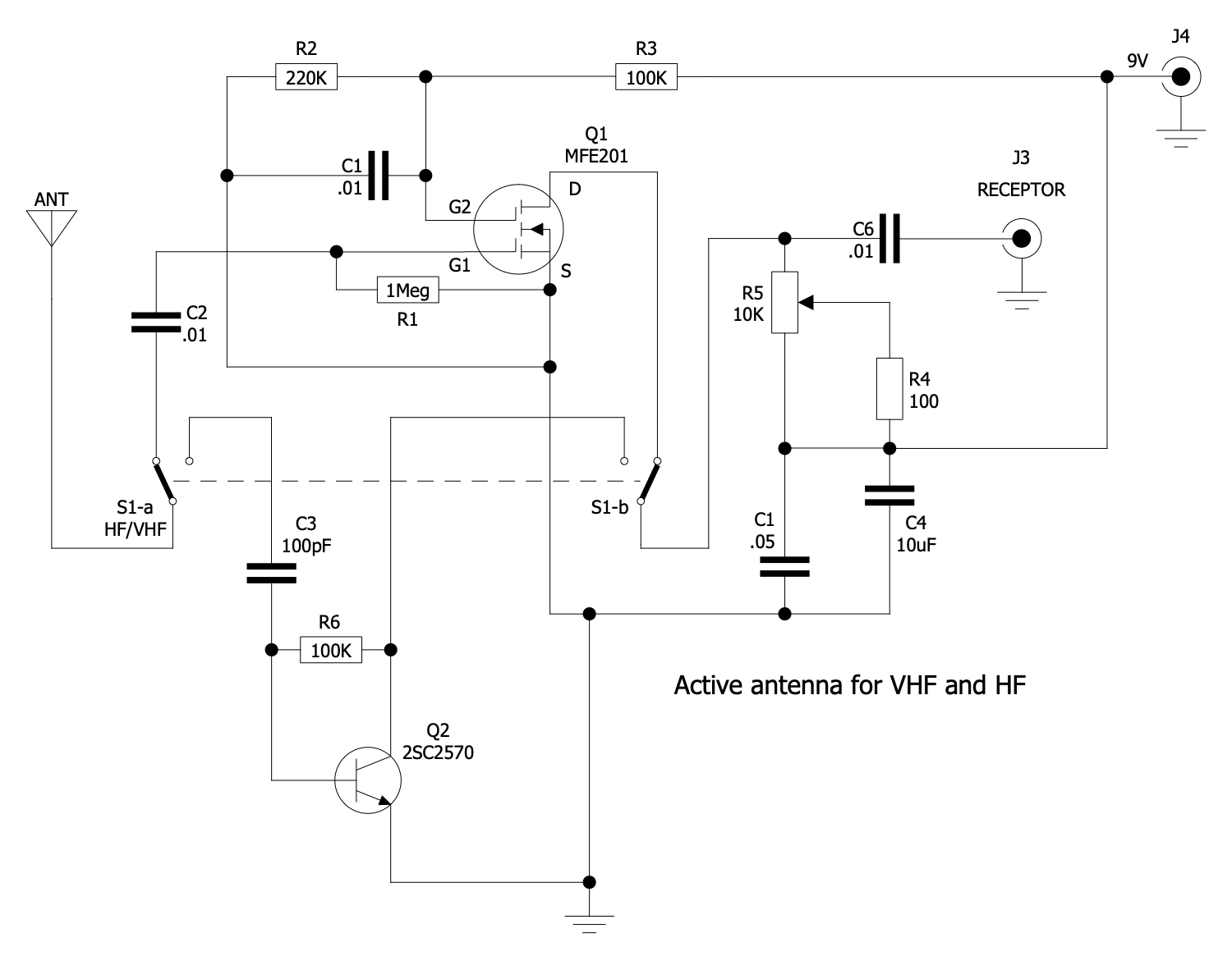 Amplifier with VHF and HF Antenna