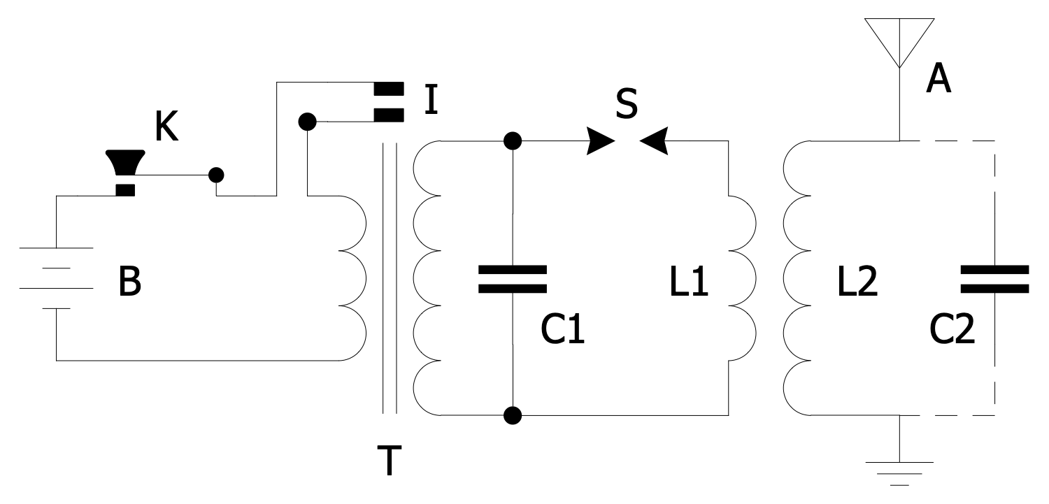 Inductively Coupled Spark Gap Transmitter Circuit