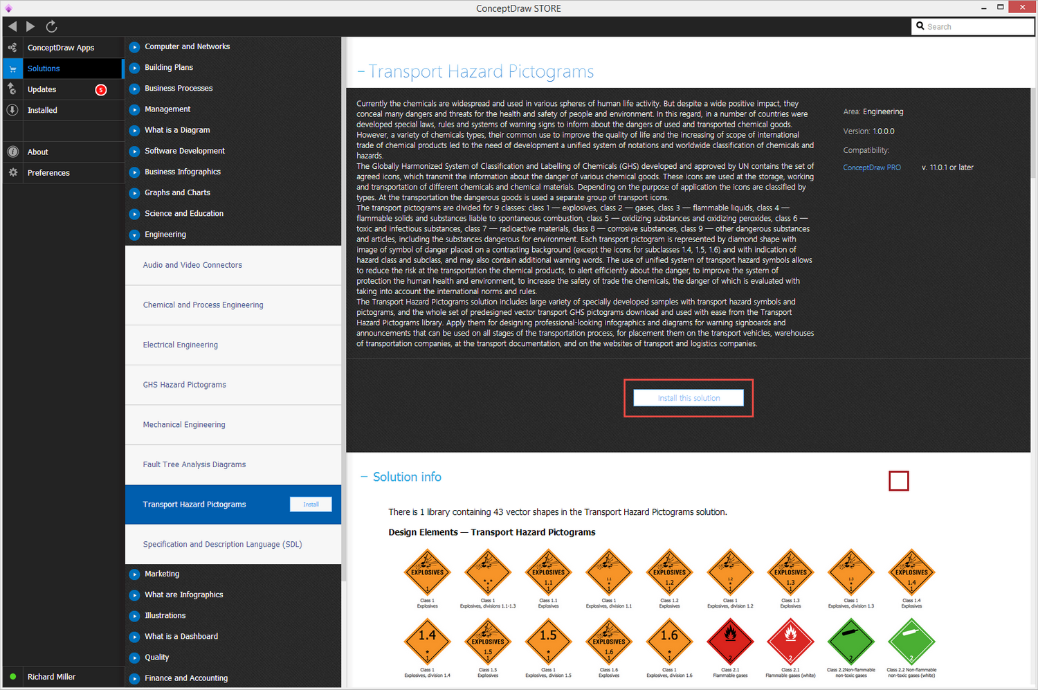 Transport Hazard Pictograms solution - Install