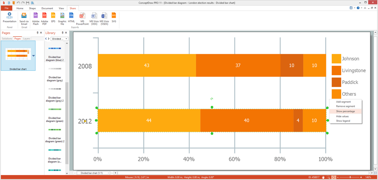 Basic Divided Bar Diagrams Solution for Microsoft Windows