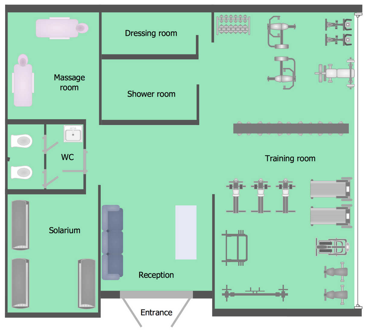 Gym And Spa Area Plans Solution ConceptDraw gym-and-spa-area-plans-solution-conceptdraw