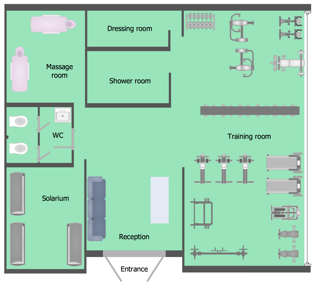 Gym and Spa Area Plans Solution