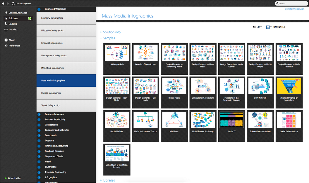 Mass Media Infographics solution - Start Using