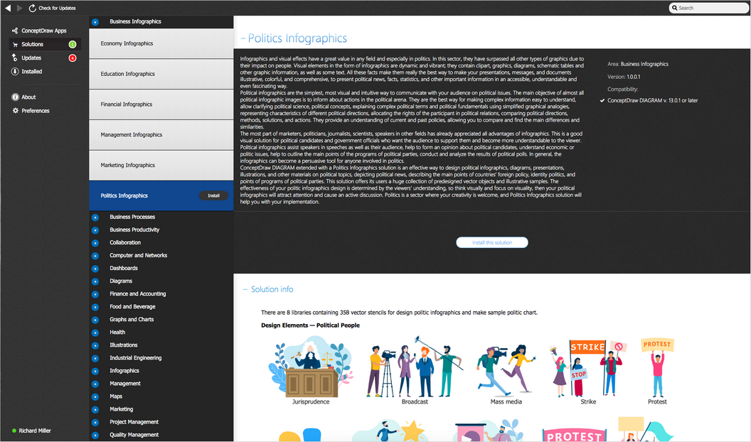 Politics Infographics solution — Install