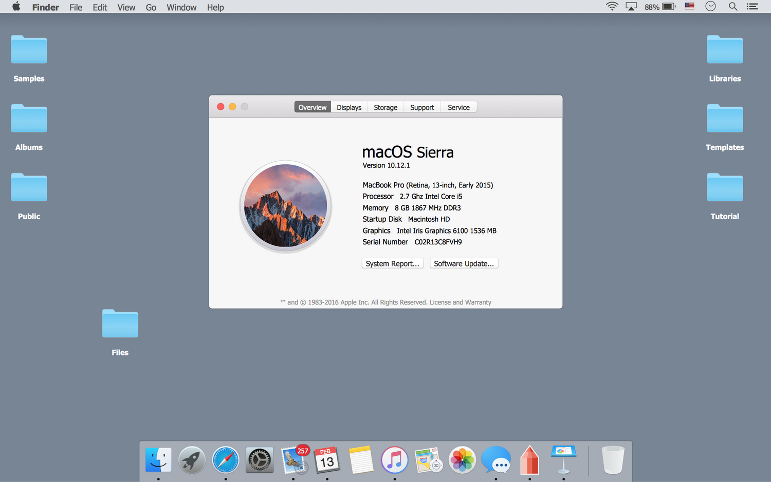 User Interface Design Example — macOS 10.12 Sierra – Desktop