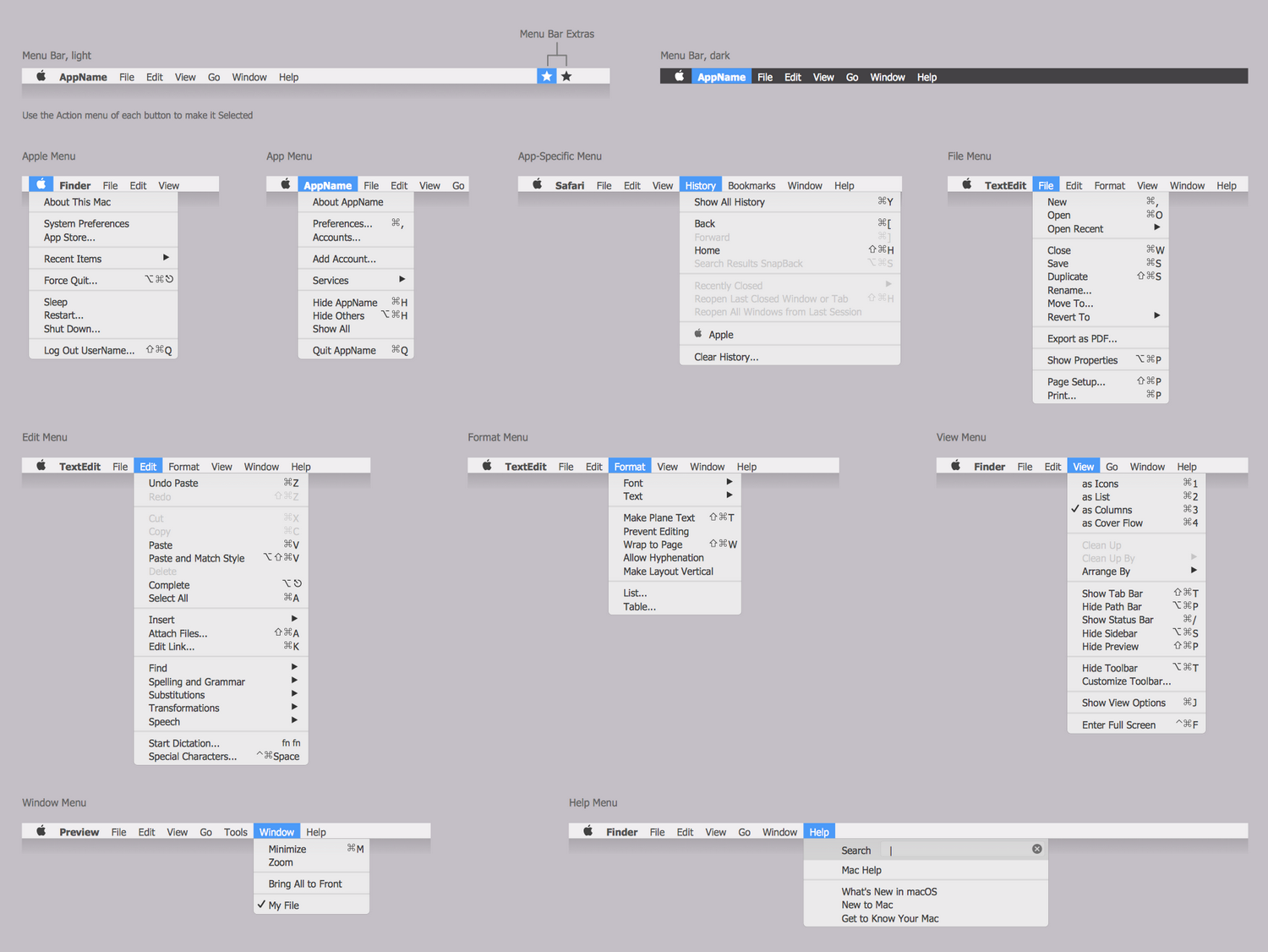 Design Elements — macOS Menu Bar Menus