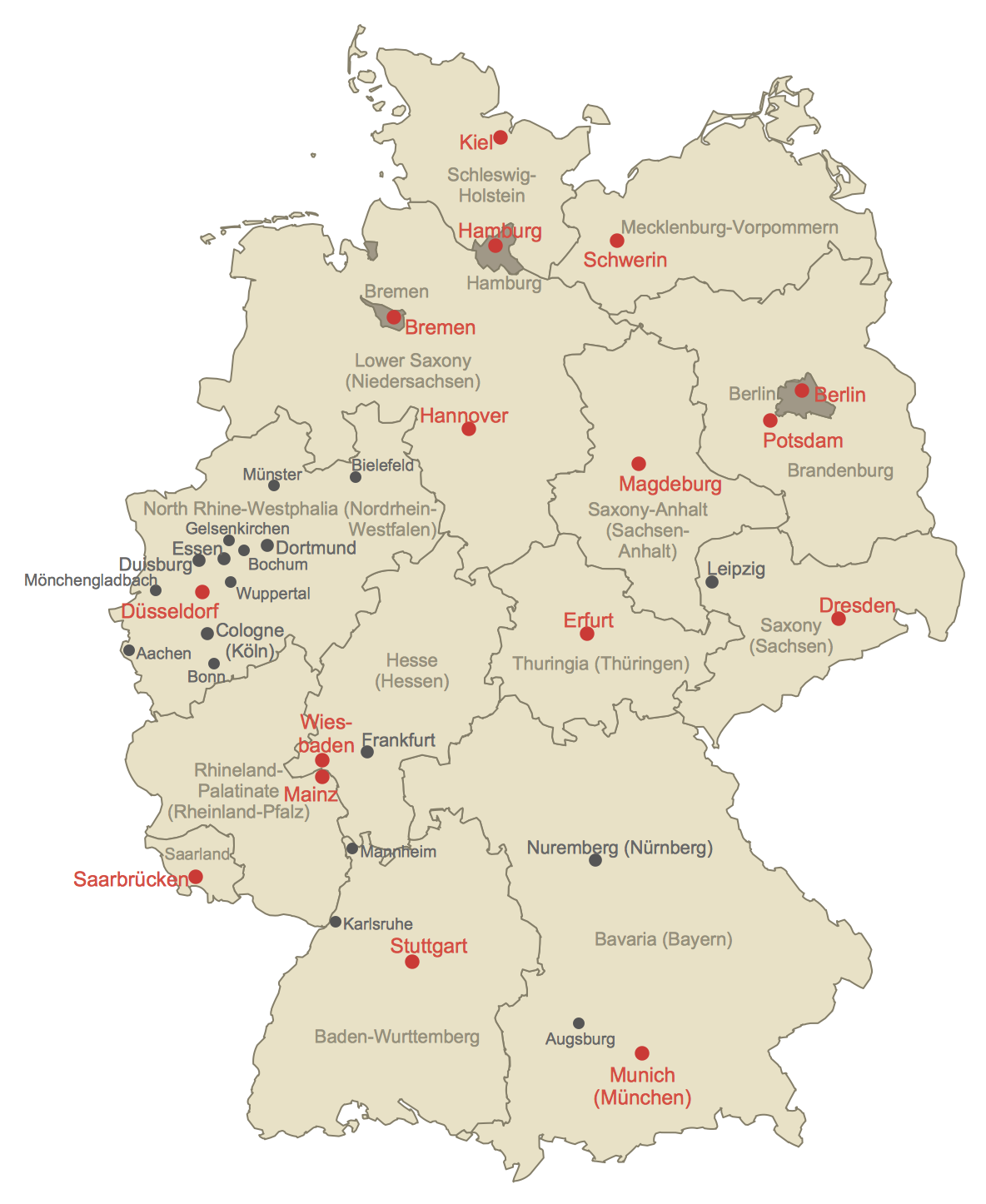 Federal States of Germany Map