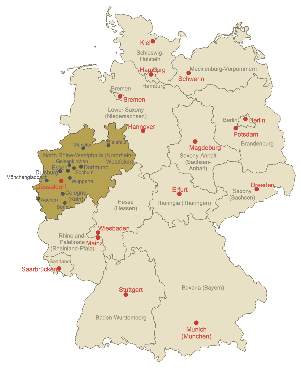 Locator Map of North Rhine-Westphalia
