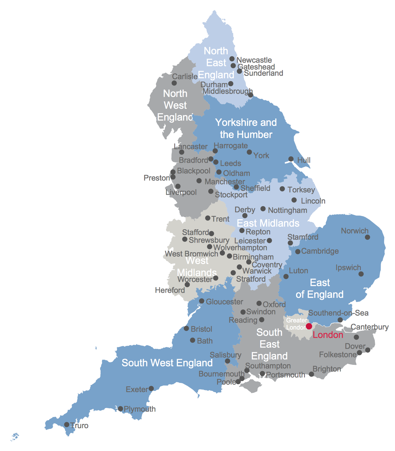 Map of English Regions