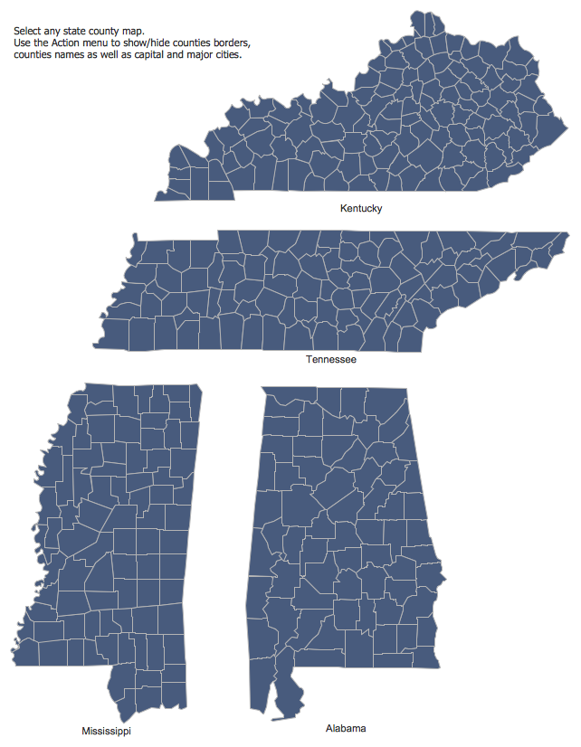 Design Elements —  Map of US East South Central