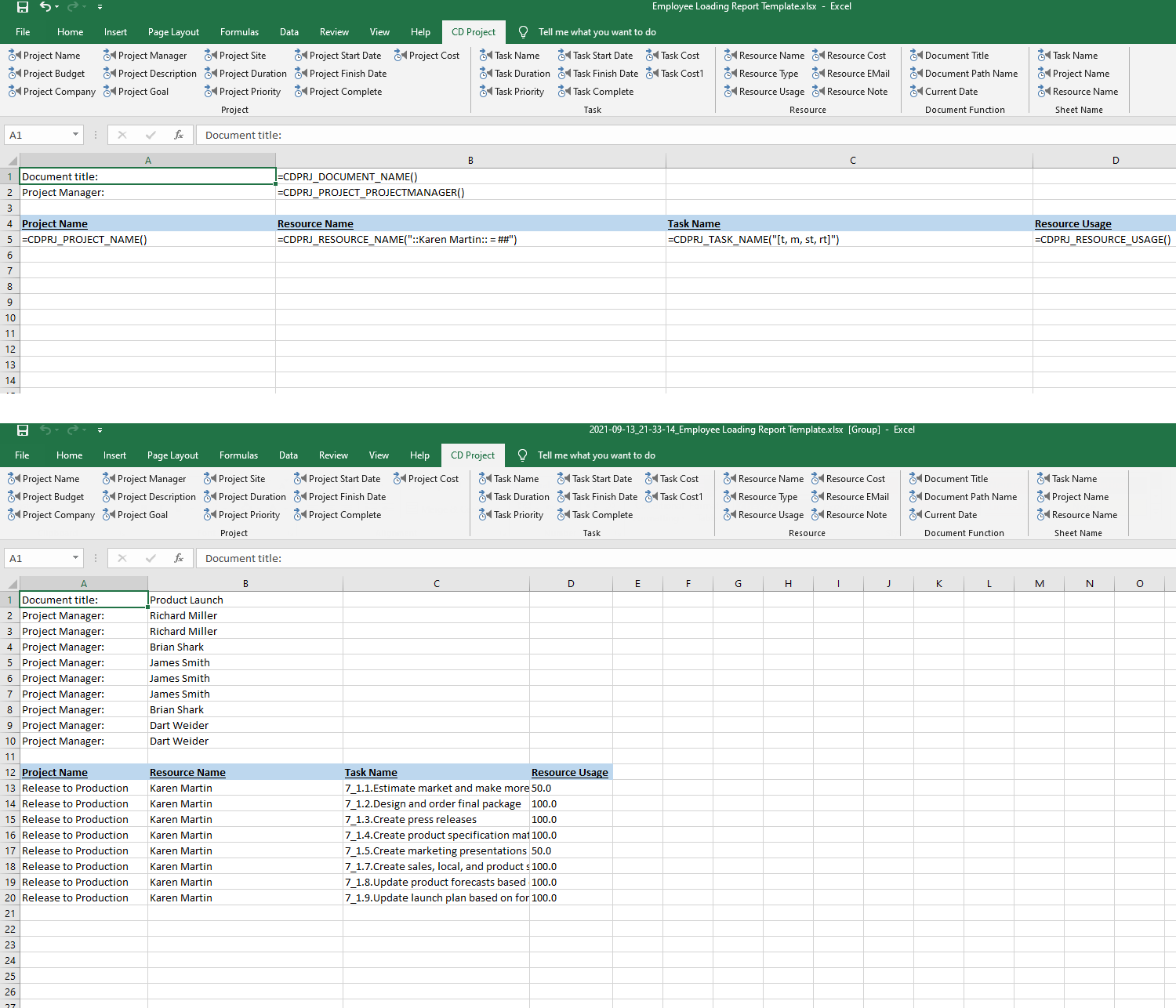 Employee Loading Report Template