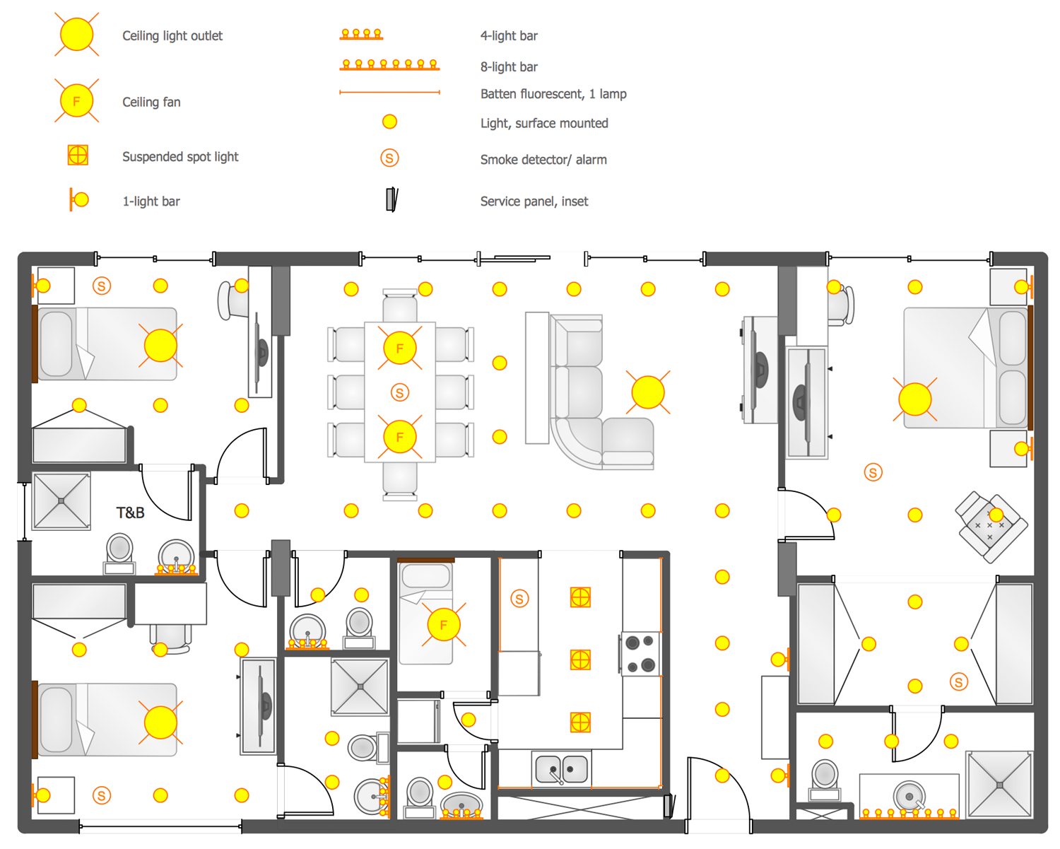 Reflected Ceiling Plans Solution | ConceptDraw.com house wiring diagram software online 