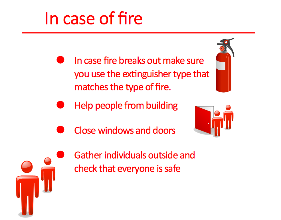 Illustrations Safety and security In case of fire Sample