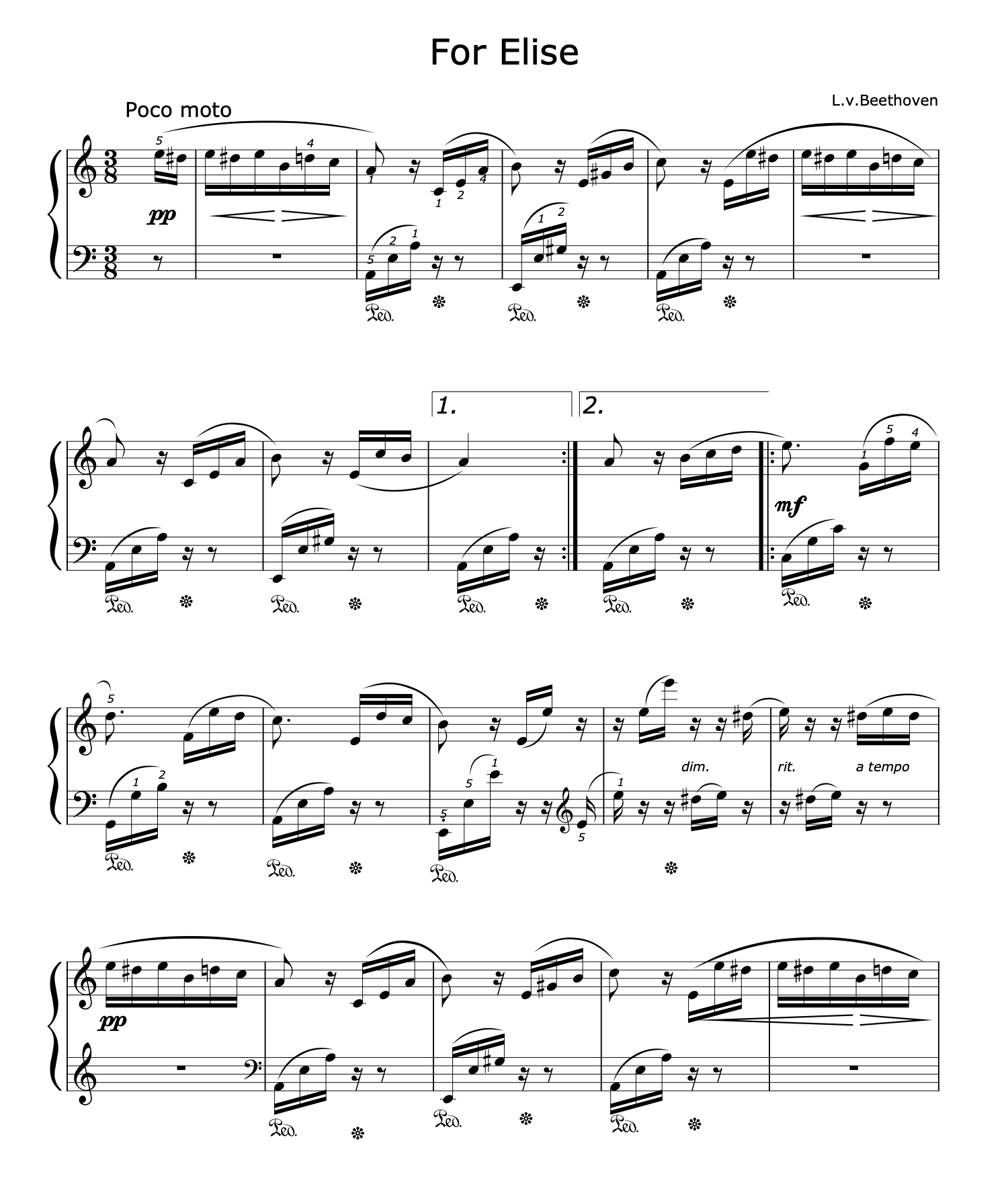 For Elise, by Beethoven