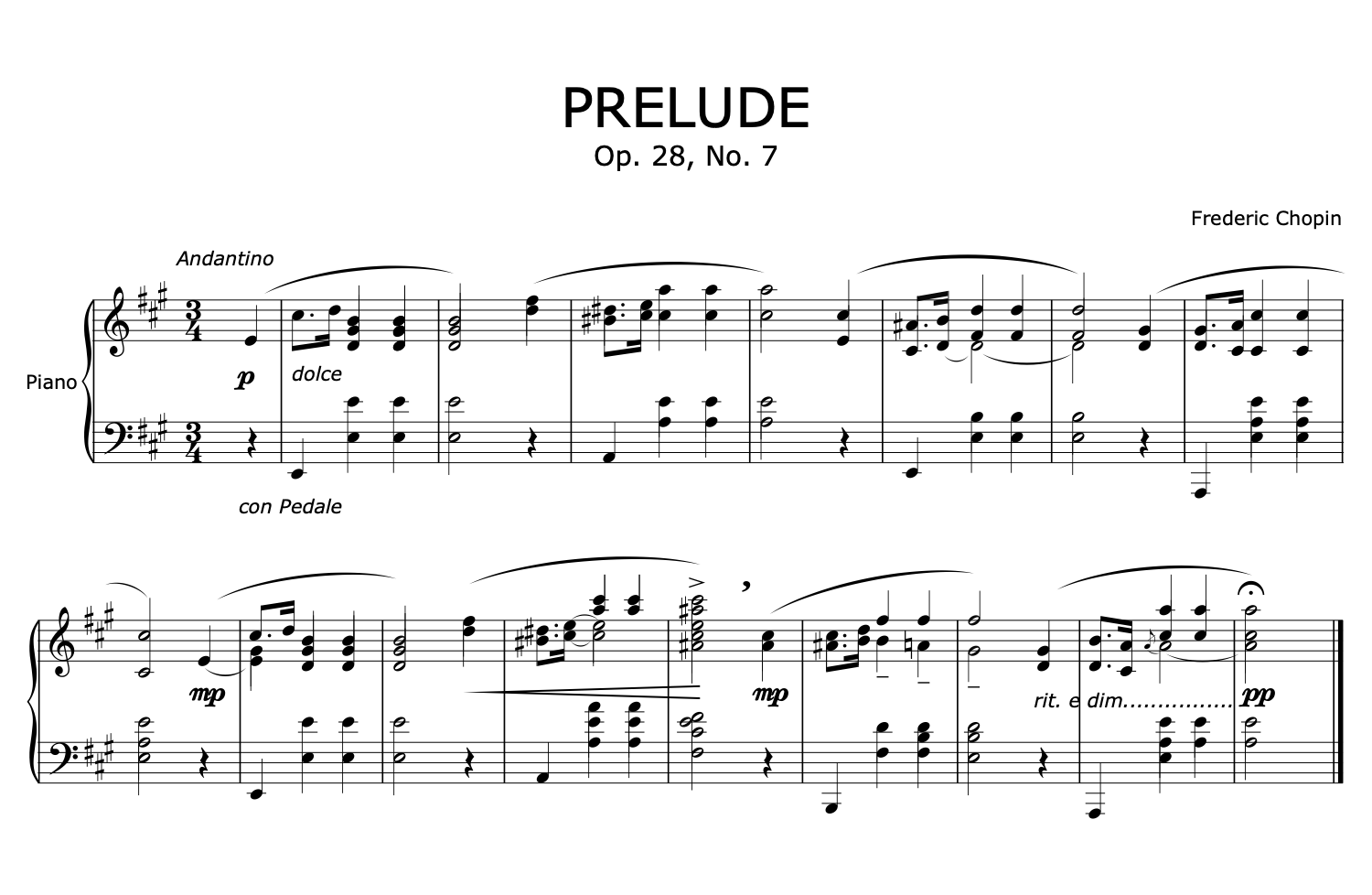 Frederic Chopin's Prelude No. 7