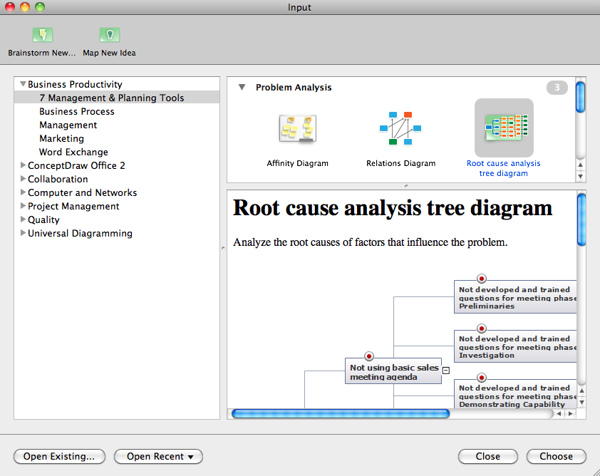 Root Cause input template