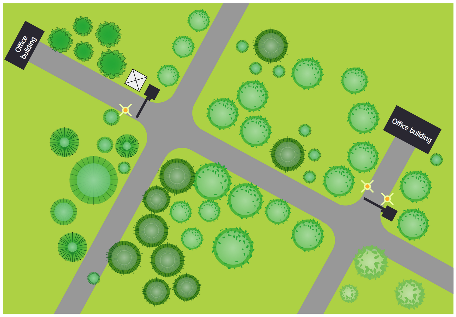 Site Plan of the Territory Near Office Buildings