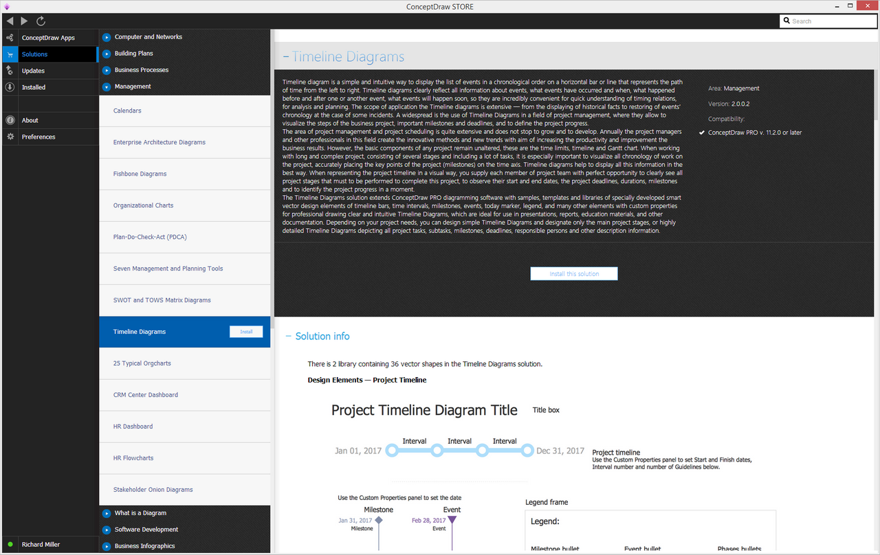 Timeline Diagrams solution - Install