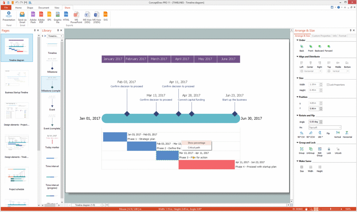 Timeline Diagrams solution for Microsoft Windows and macOS