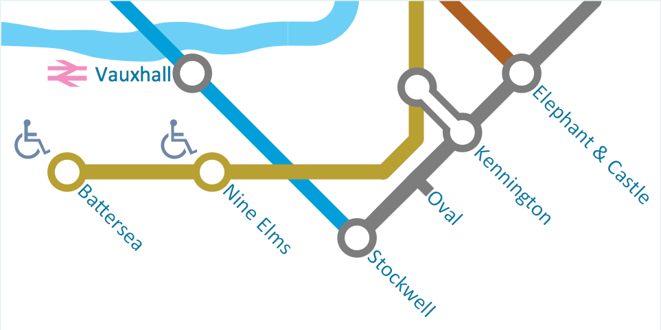 Metro map Northern line extension to Battersea via Nine Elms Sample